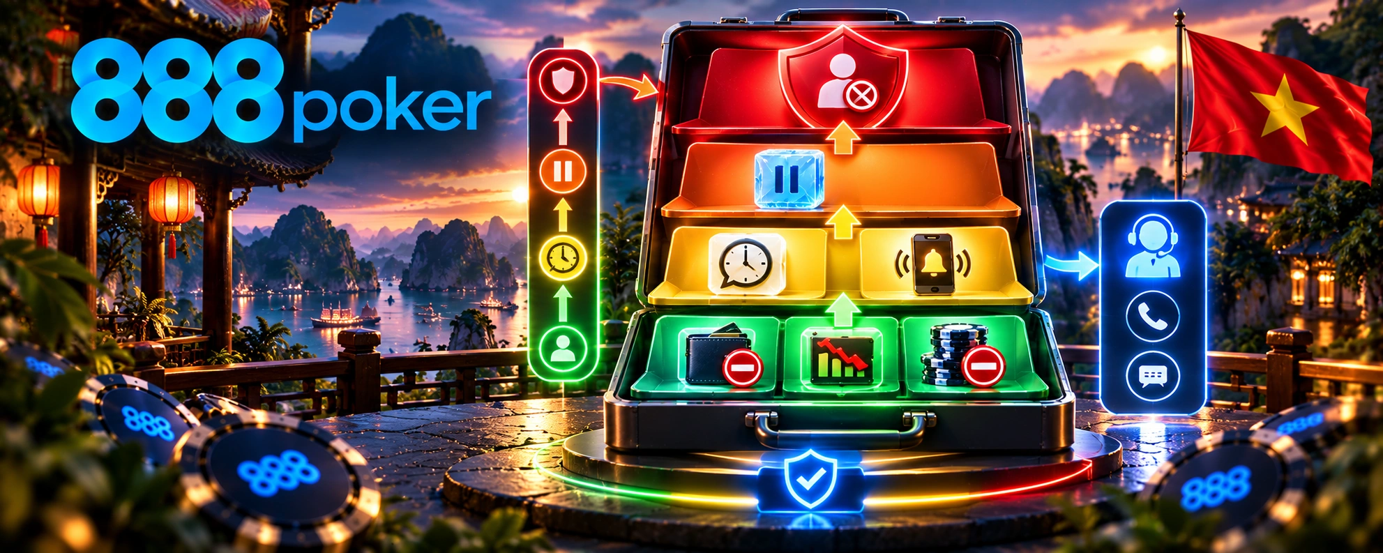 888poker responsible gaming tools with deposit limits, loss limits, session reminders, breaks and self-exclusion options.
